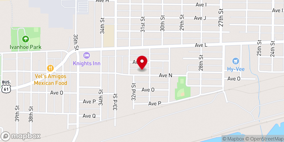 Map showing location of Second Baptist Church