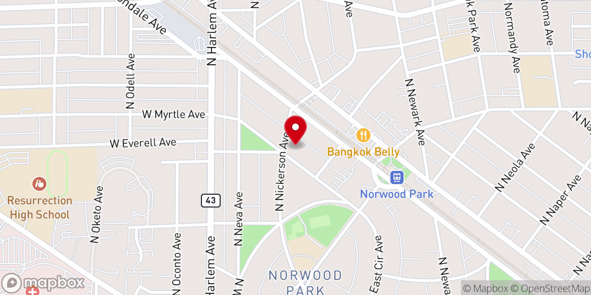 Map showing location of Our Saviour Lutheran Church of Norwood Park