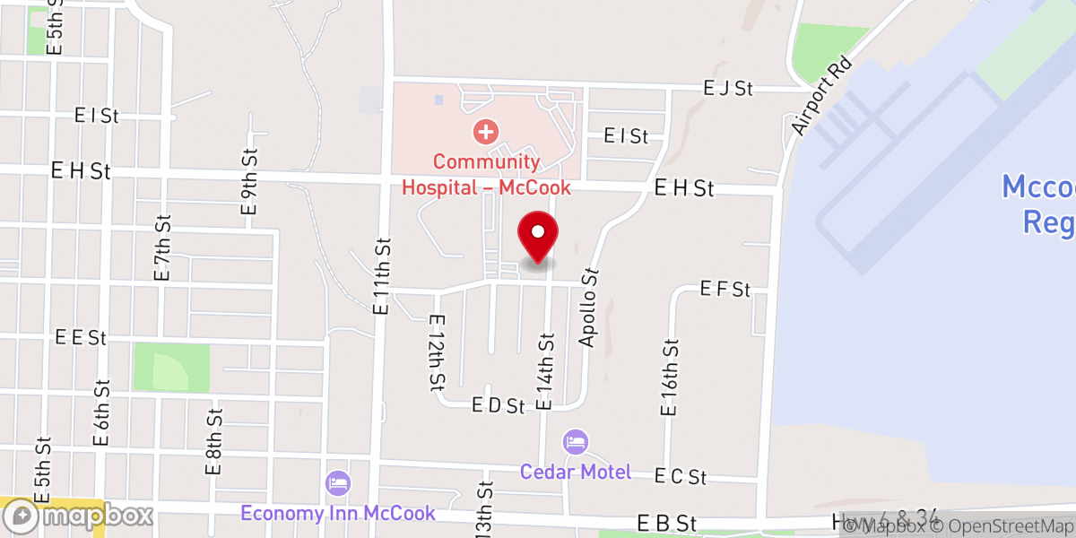 Map showing location of McCook E-Free Church