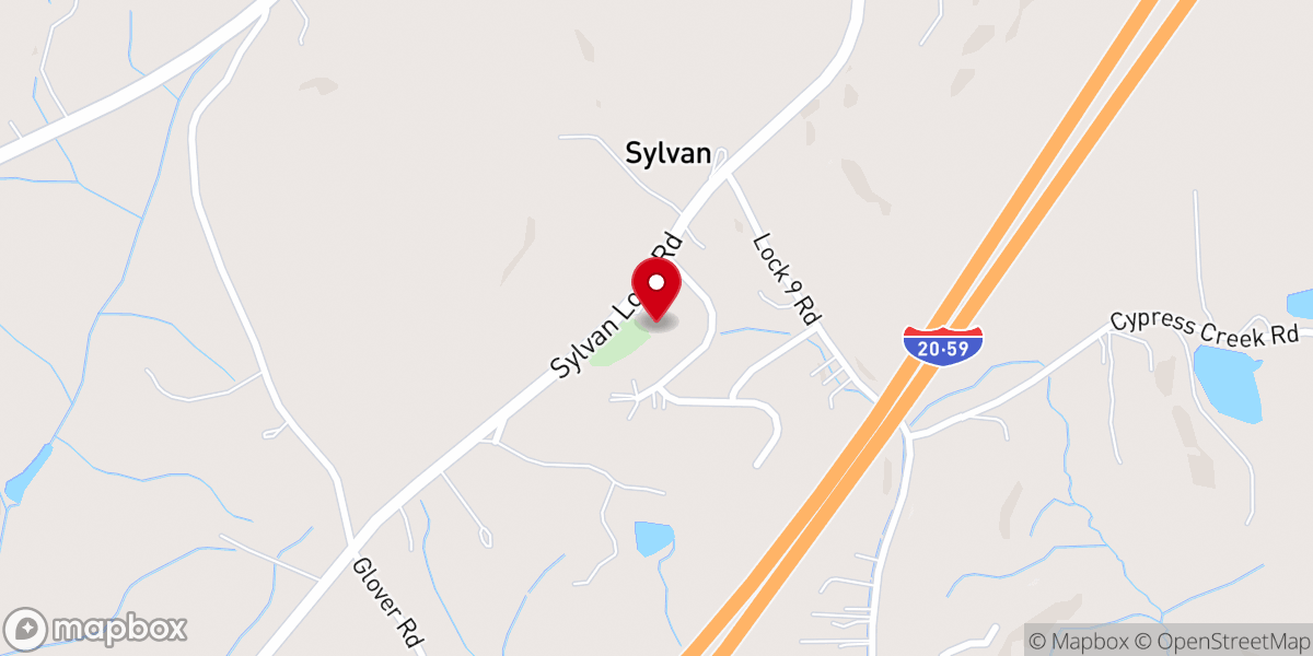 Map showing location of Sylvan United Methodist Church