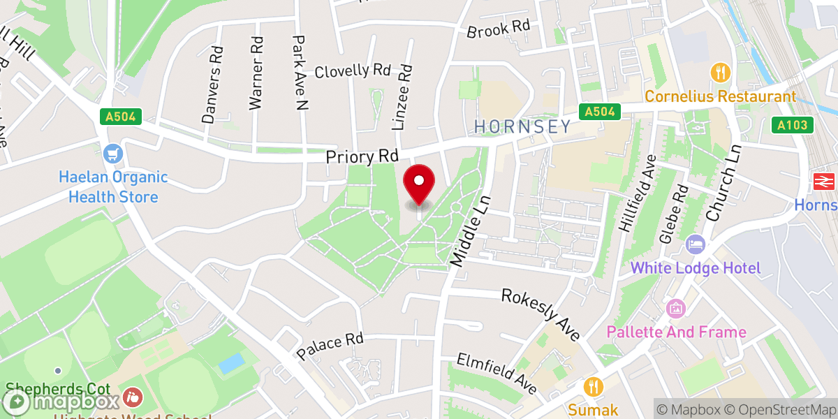 Map showing location of Ghanaian Methodist Fellowship UK