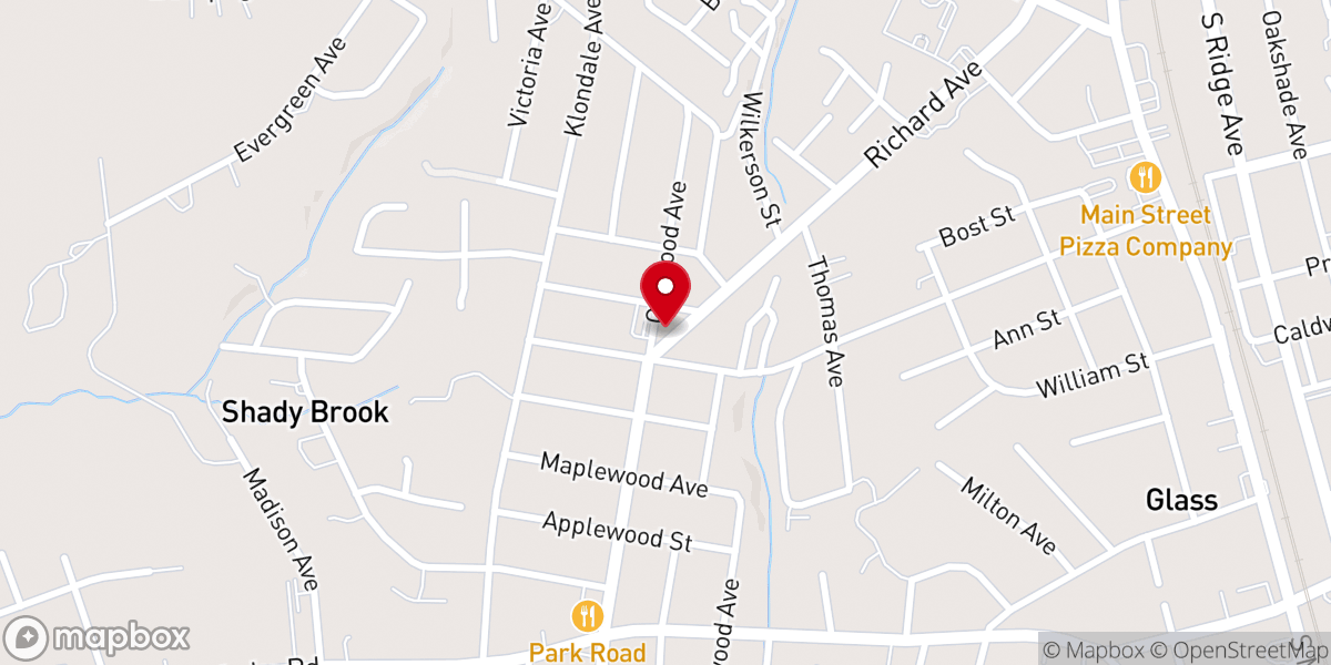 Map showing location of Shadybrook Baptist Church