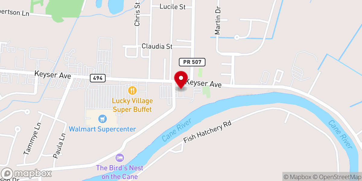 Map showing location of Natchitoches Parish Career Center