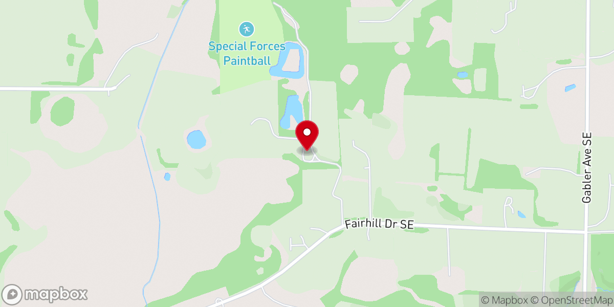 Map showing location of Special Forces Paintball