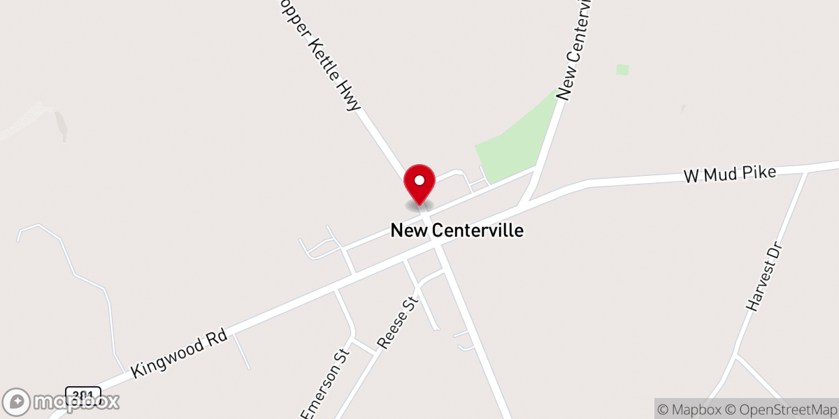 Map showing location of New Centerville Church of God