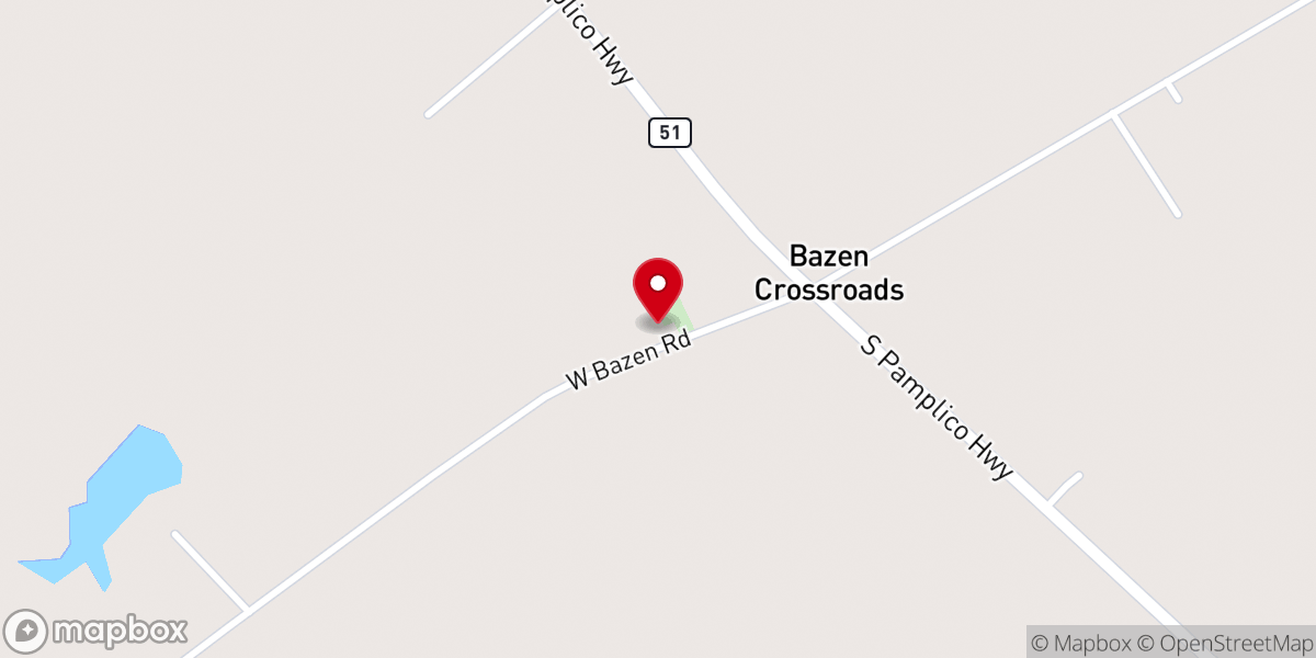 Map showing location of Beulah Free Will Baptist