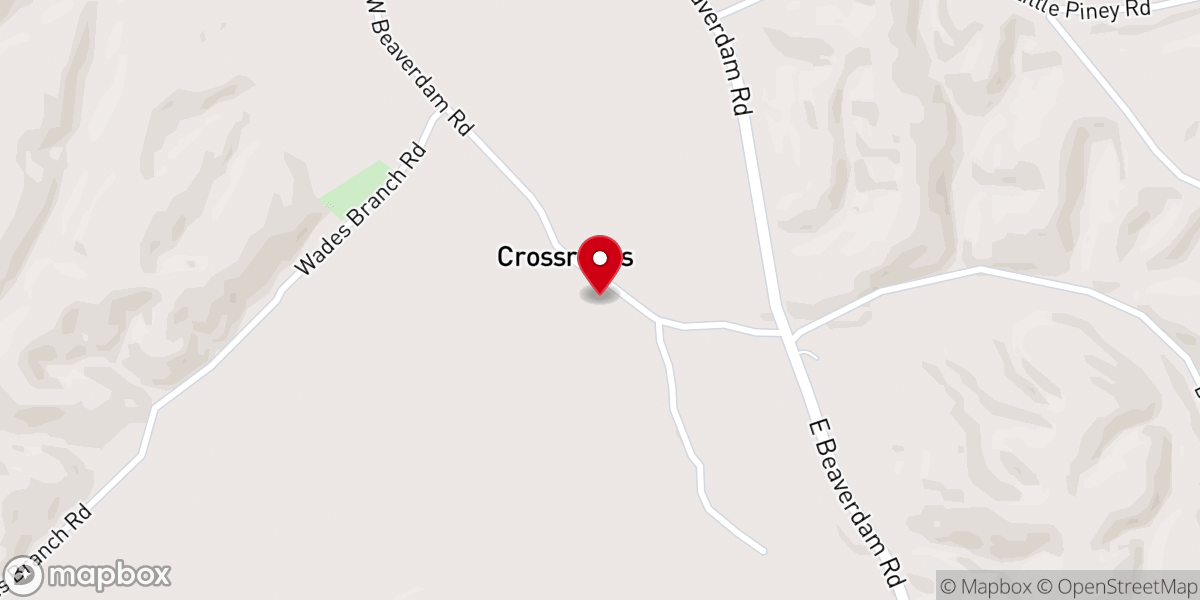 Map showing location of Cross Roads Baptist Church