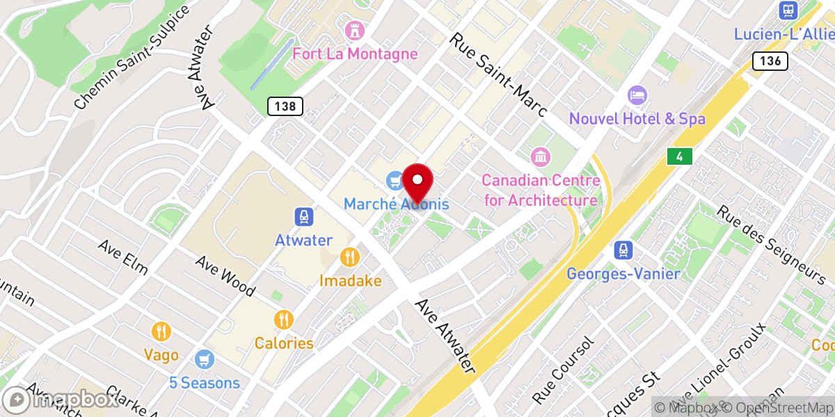 Map showing location of Montreal Korean Baptist Church