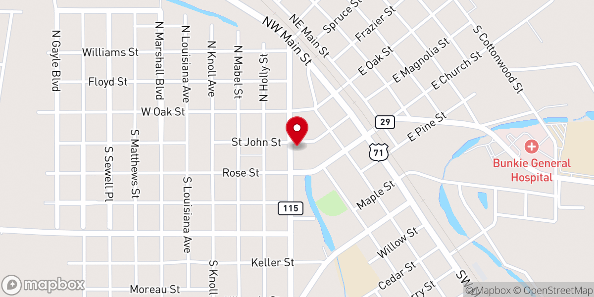 Map showing location of First Baptist Church