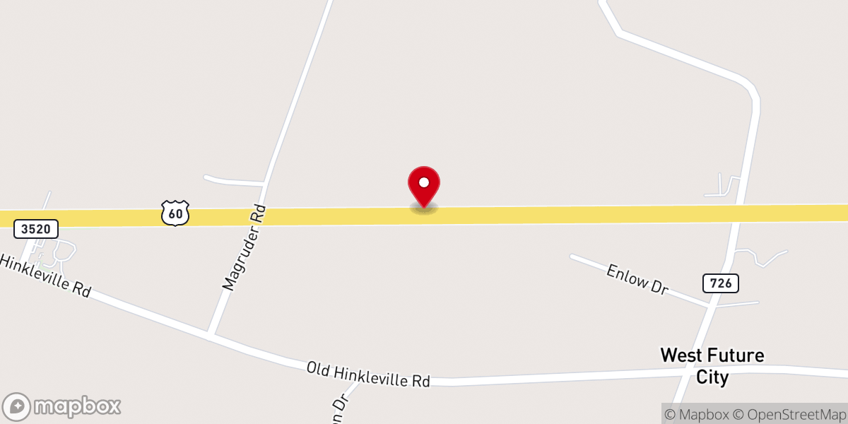 Map showing location of Hillcrest Baptist Church