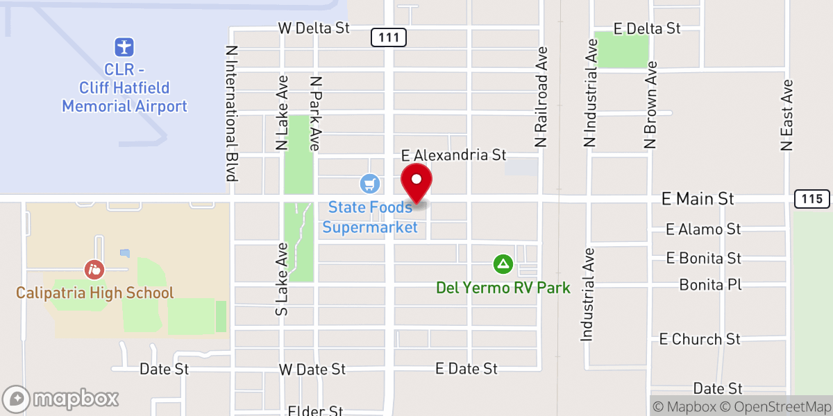 Map showing location of Calipatria Foursquare Church