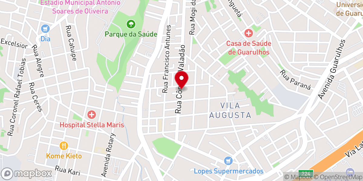 Map showing location of Batista de Vila Augusta de Guarulhos