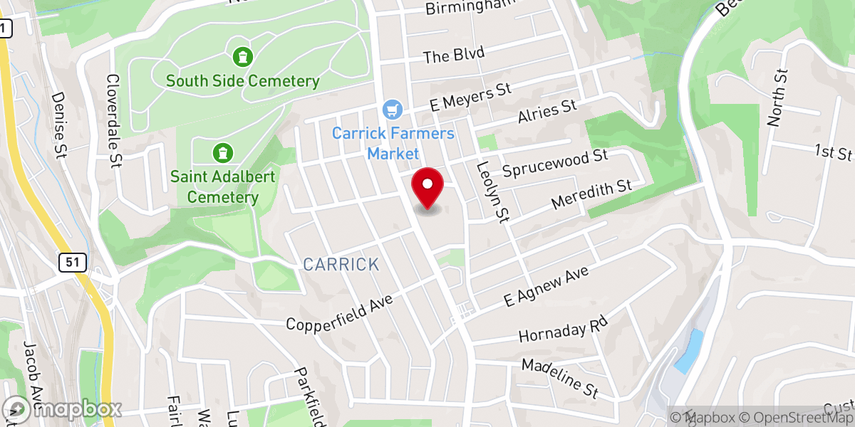 Map showing location of Blessed Trinity Parish, St. Basil Roman Catholic Church