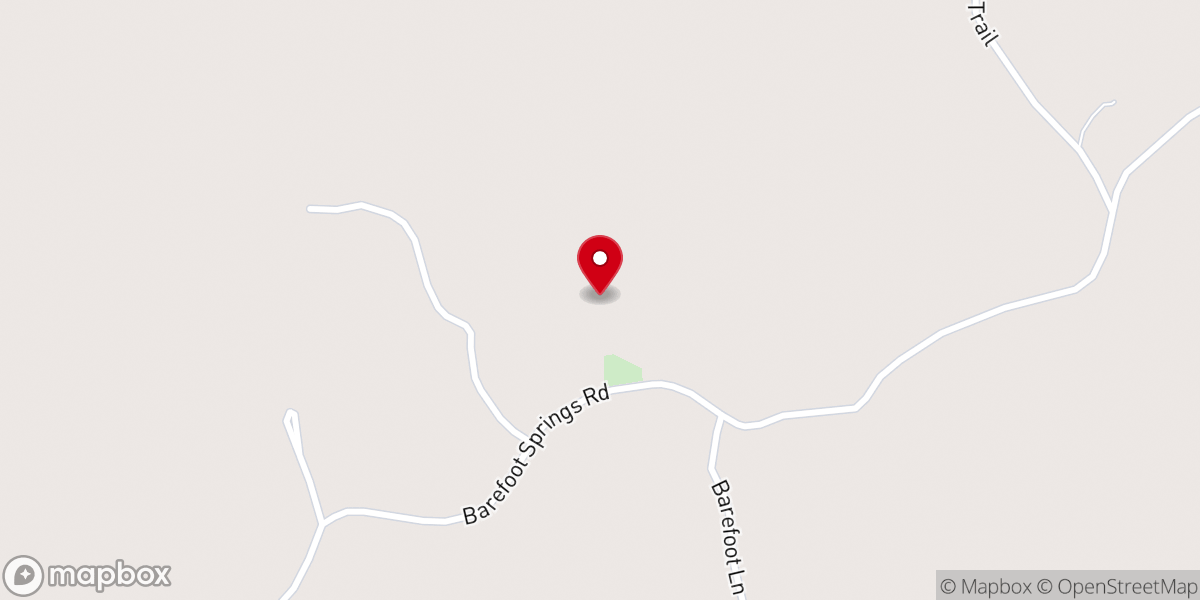 Map showing location of Barefoot Springs Church