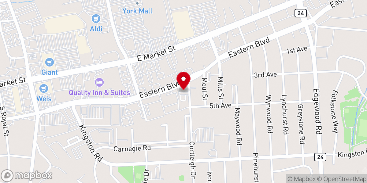 Map showing location of Greater York Baptist Church