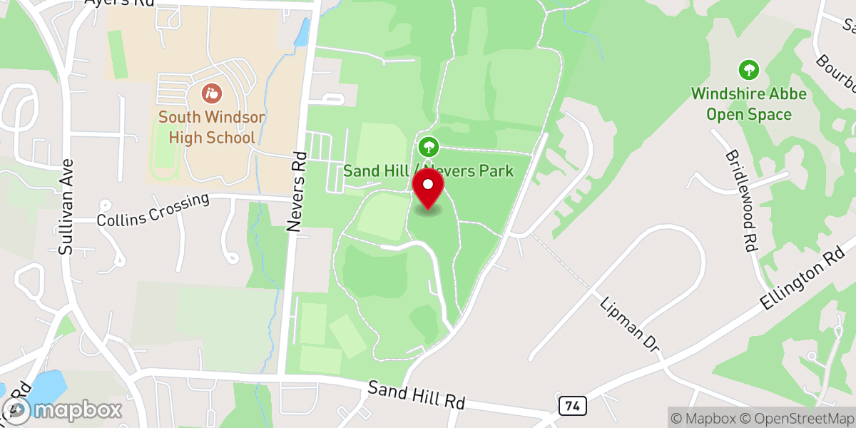 Map showing location of South Windsor Strawberry Festival