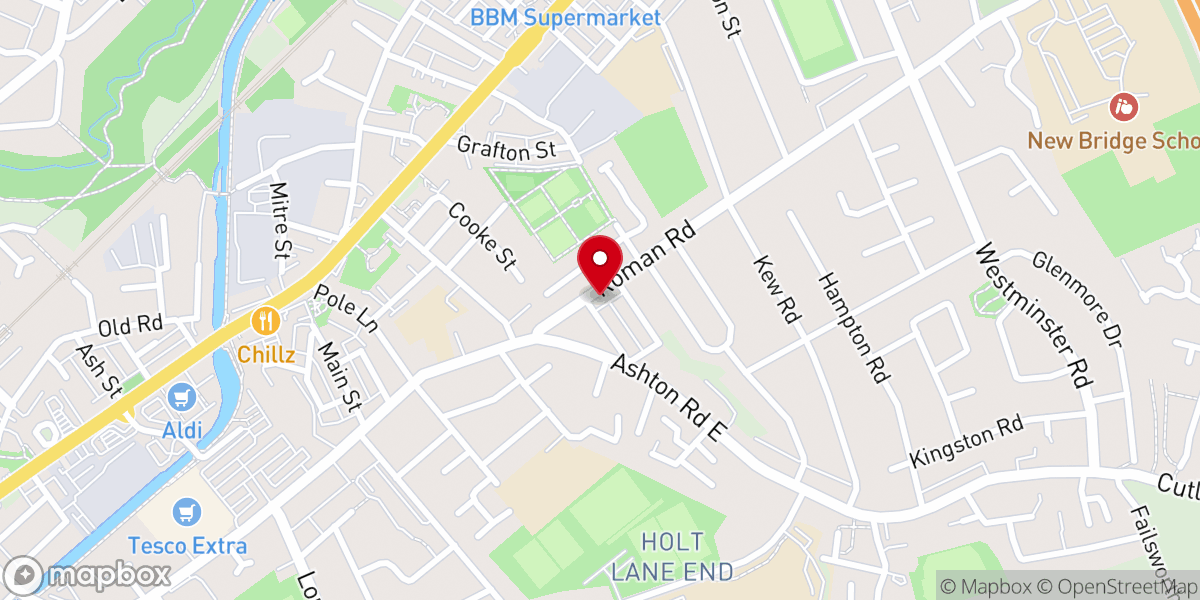 Map showing location of Roman Road Independent Methodist Church