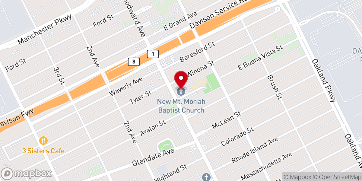Map showing location of New Mt. Moriah Baptist Church