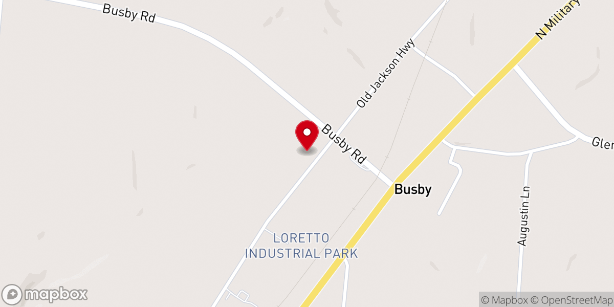 Map showing location of Busby Church