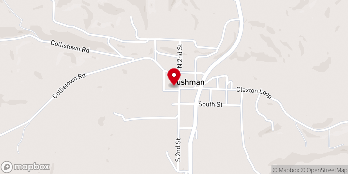 Map showing location of Cushman United Methodist Church