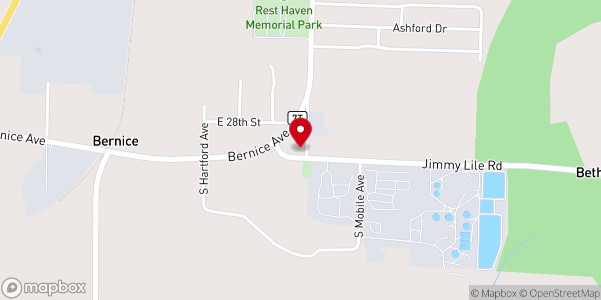 Map showing location of Covenant Presbyterian Church