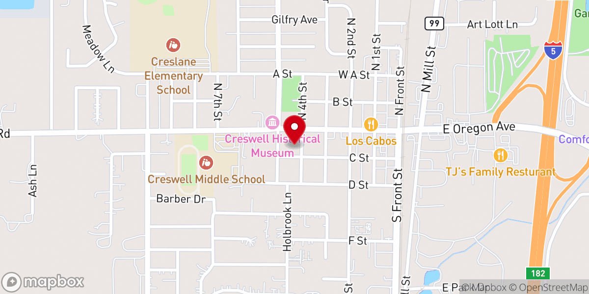 Map showing location of Creswell Presbyterian Church