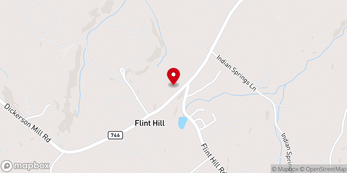 Map showing location of Flint Hill Baptist Church
