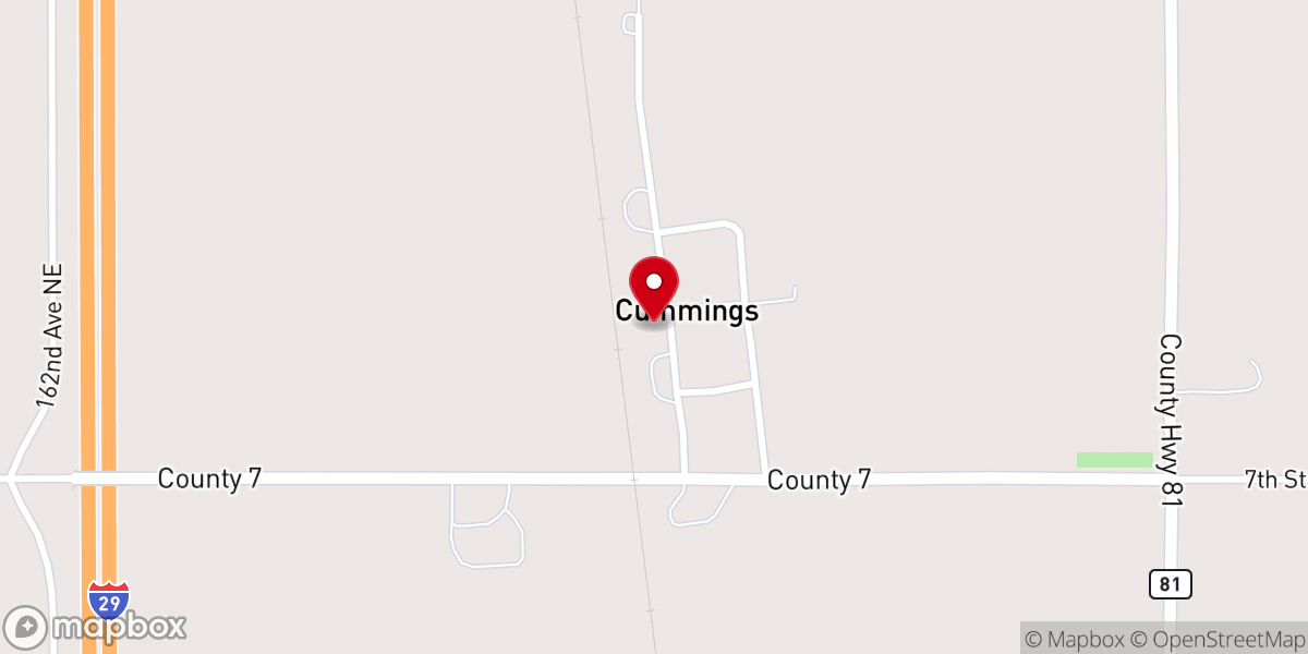 Map showing location of Cummings Ag