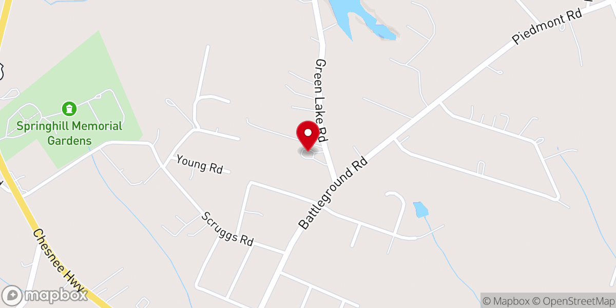 Map showing location of Bible Belt Baptist Church