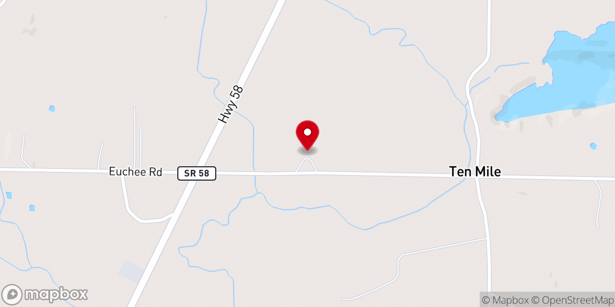 Map showing location of Ten Mile Methodist Church