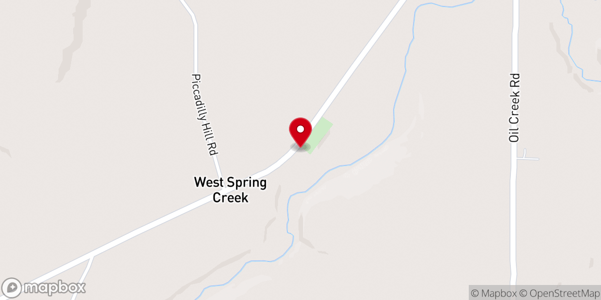 Map showing location of West Springcreek Congregational Church