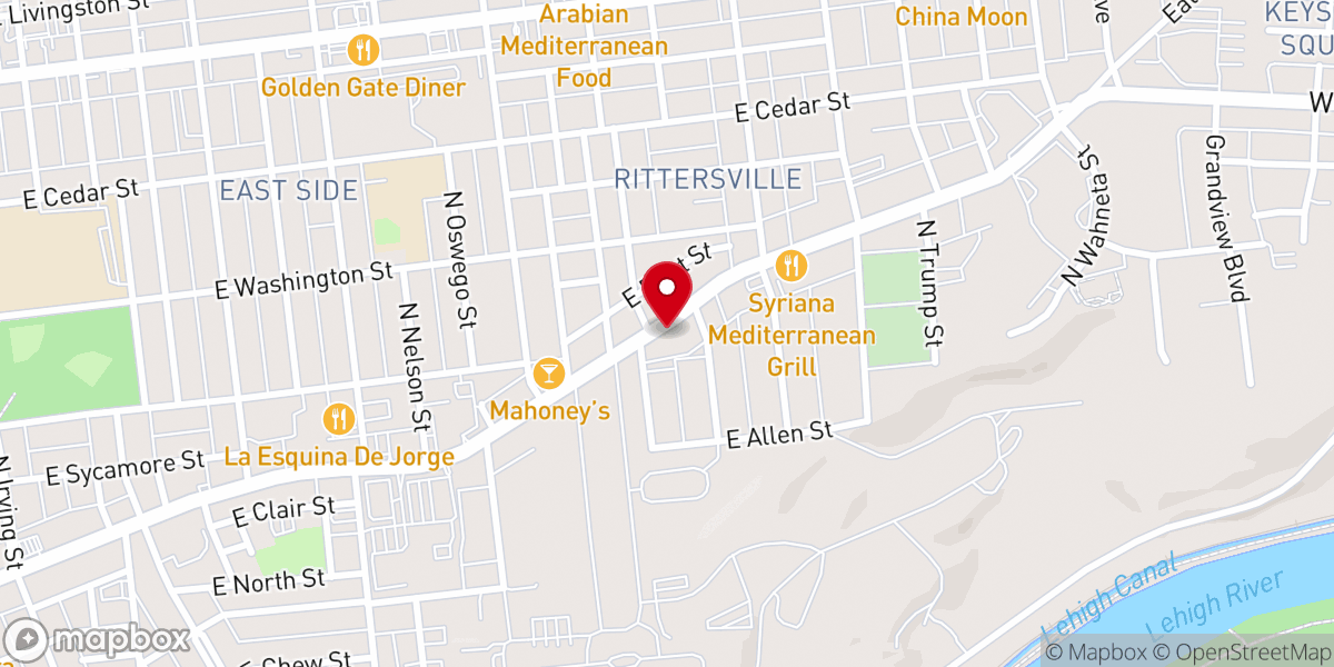 Map showing location of Transformation Church Lehigh Valley