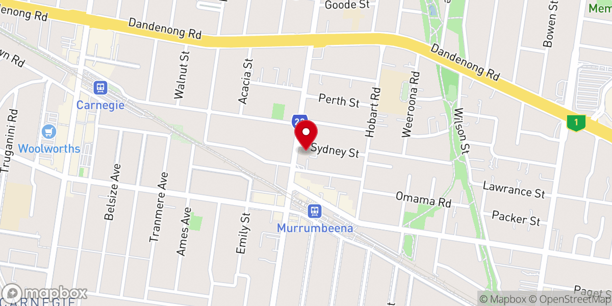 Map showing location of Murrumbeena Baptist Church