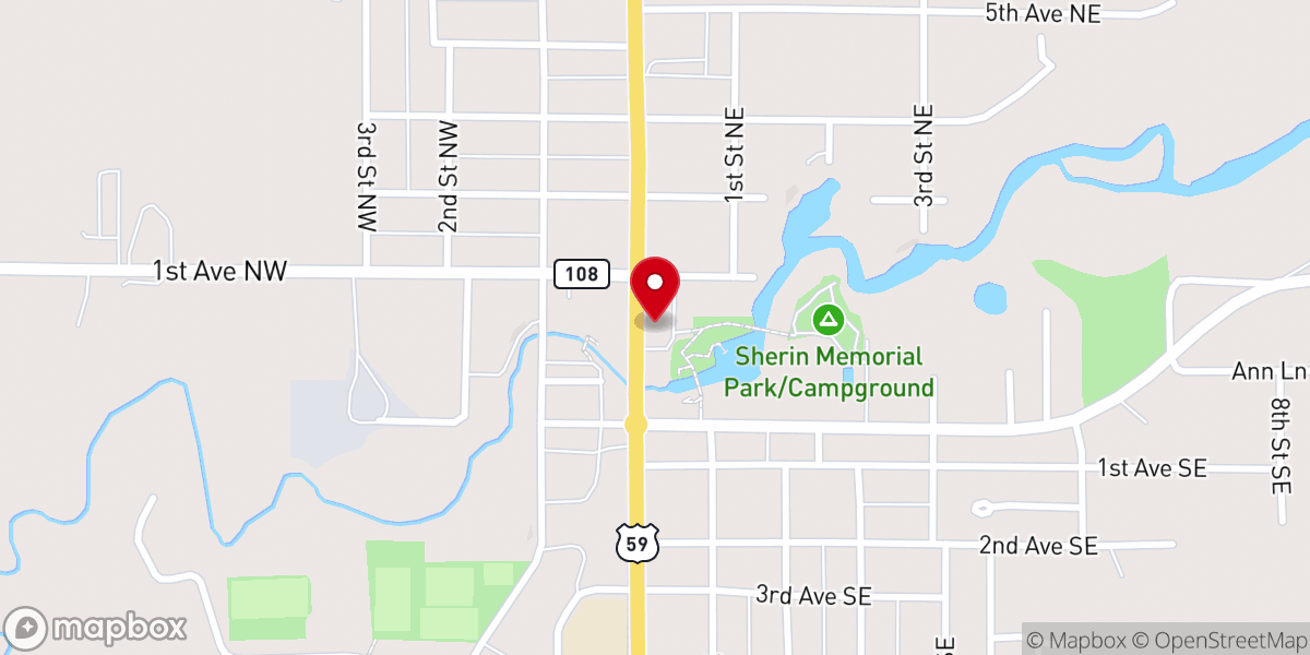 Map showing location of Big John's Pelican Pizza