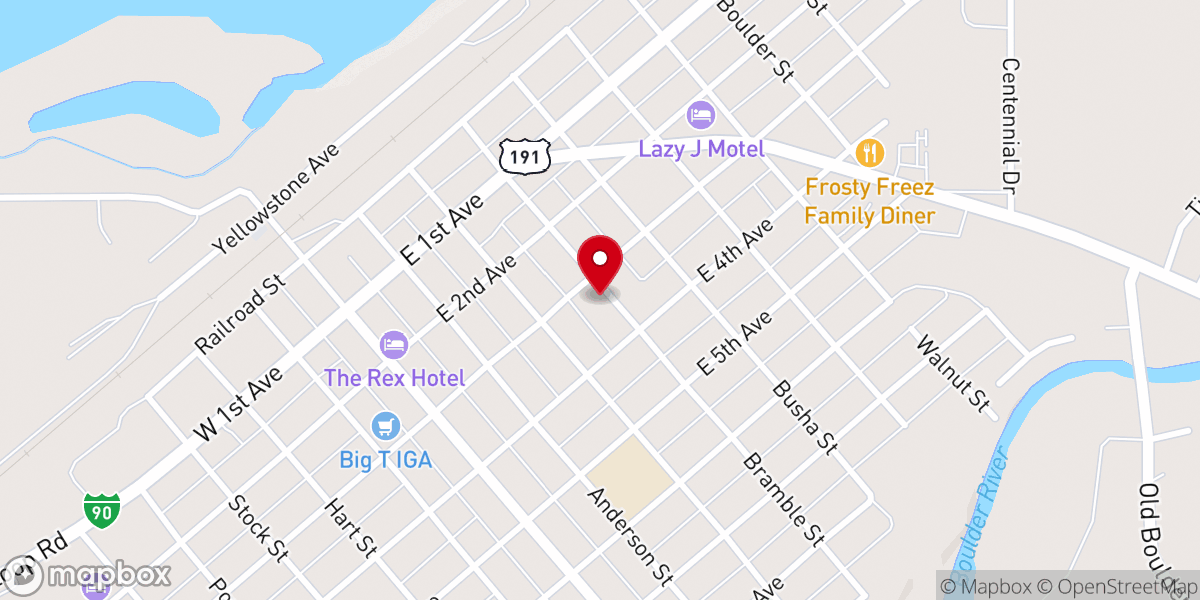 Map showing location of Big Timber Evangelical Church
