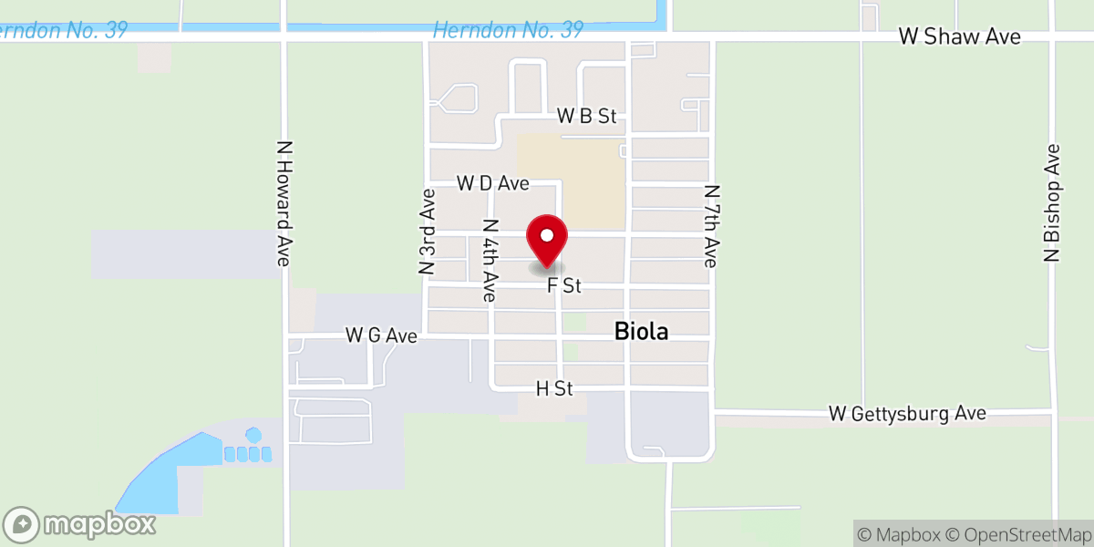 Map showing location of Biola Congregational Church