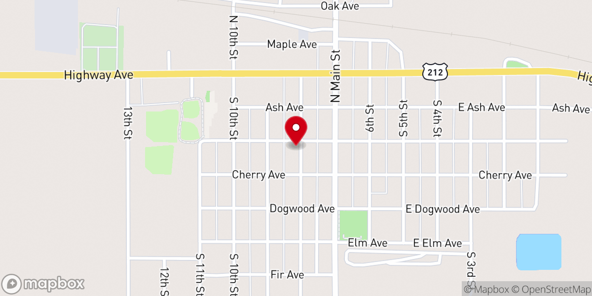 Map showing location of Bird Island United Methodist