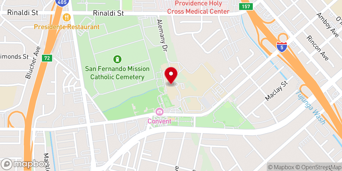 Map showing location of Bishop Alemany Chapel