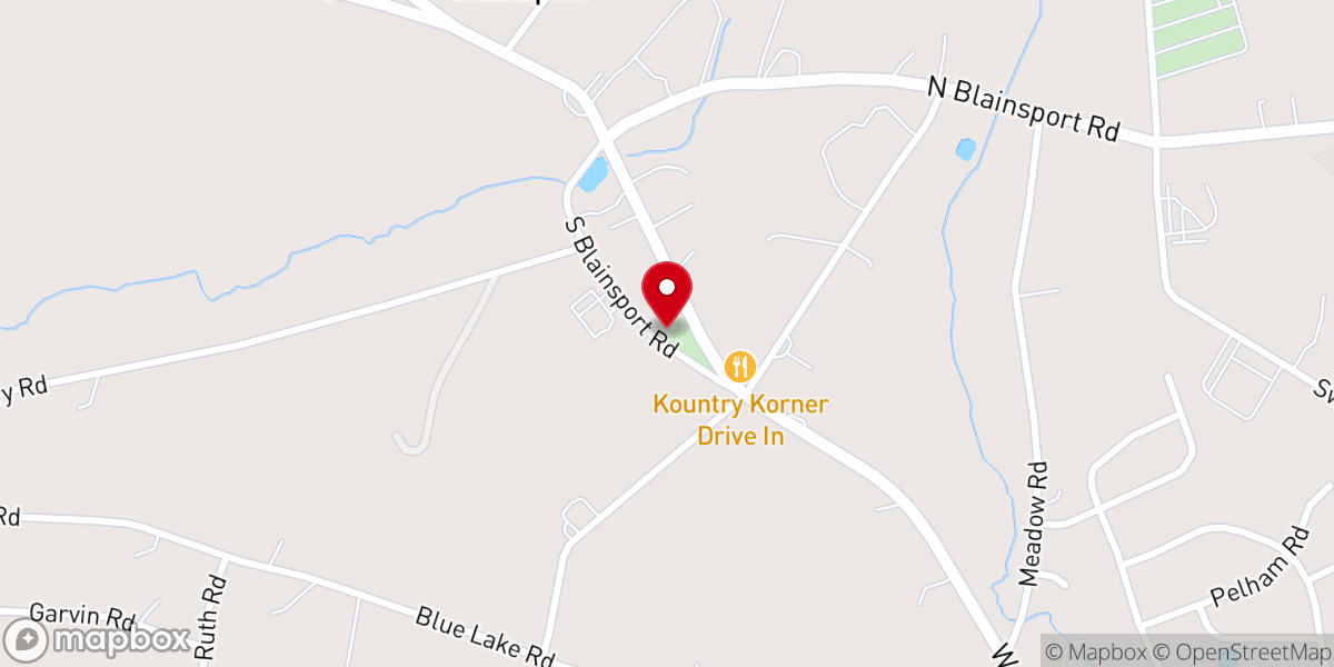 Map showing location of Blainsport United Brethren Church