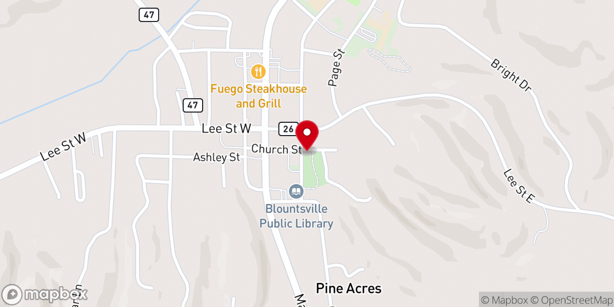 Map showing location of Blountsville United Methodist Church