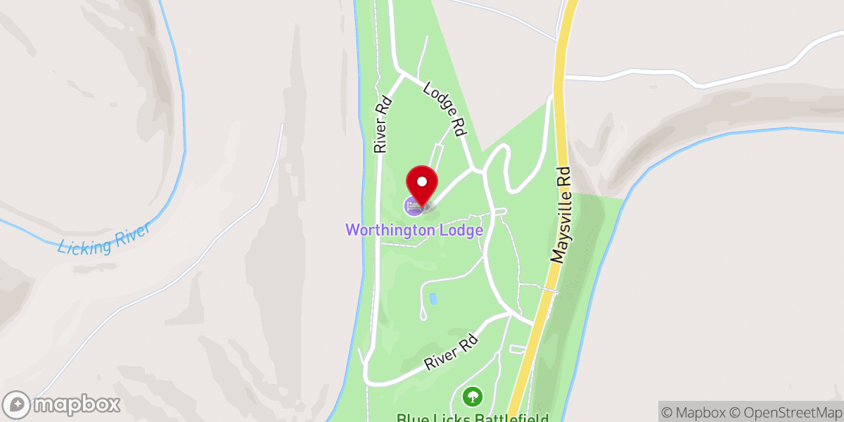 Map showing location of Blue Licks Battlefield State Resort Park
