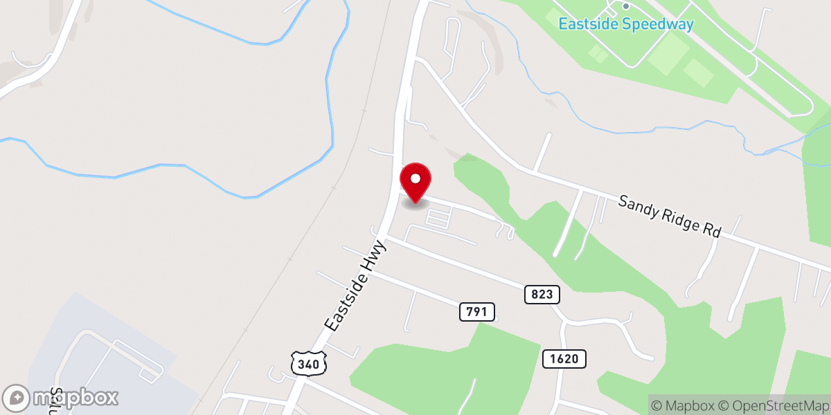 Map showing location of Blue Ridge Chapel Church