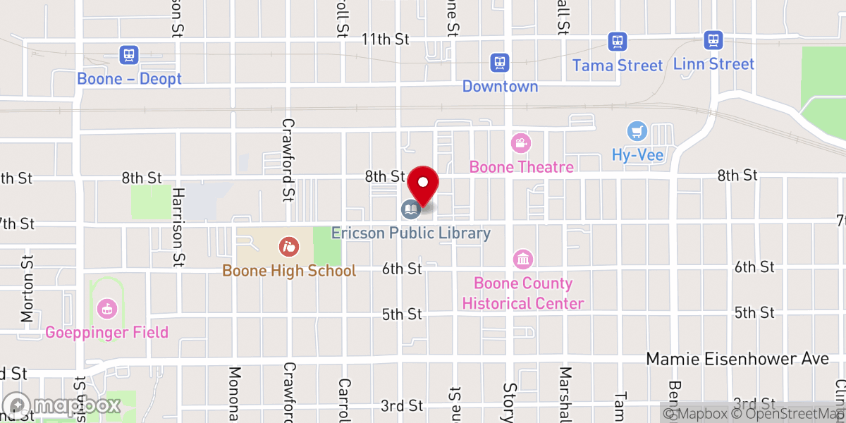 Map showing location of Boone First United Methodist Church