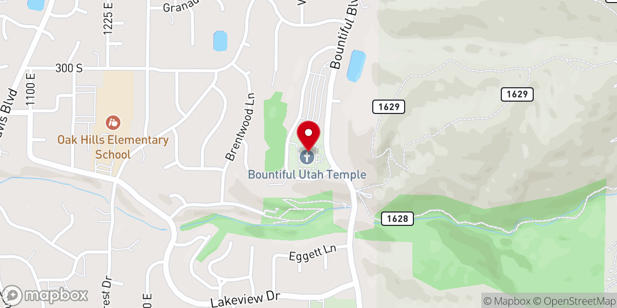 Map showing location of Bountiful Utah Temple