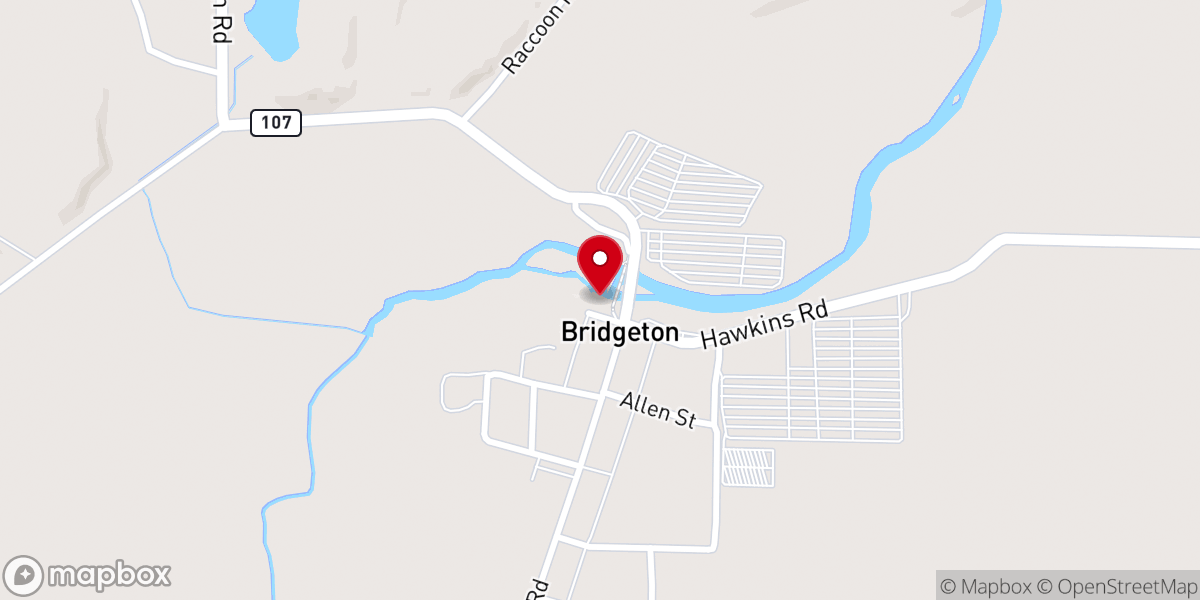Map showing location of Bridgeton Mill