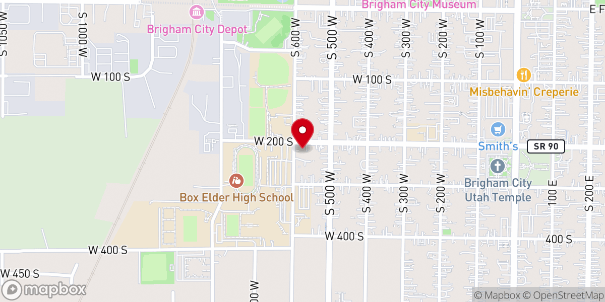 Map showing location of Brigham City Church of Christ