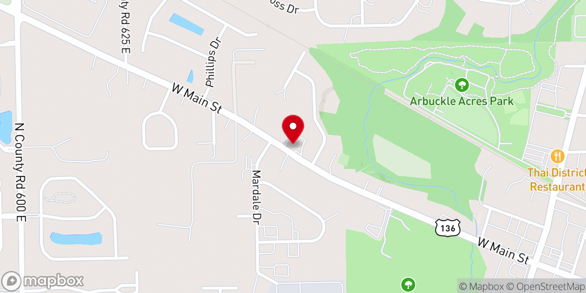 Map showing location of Brownsburg Vineyard Church