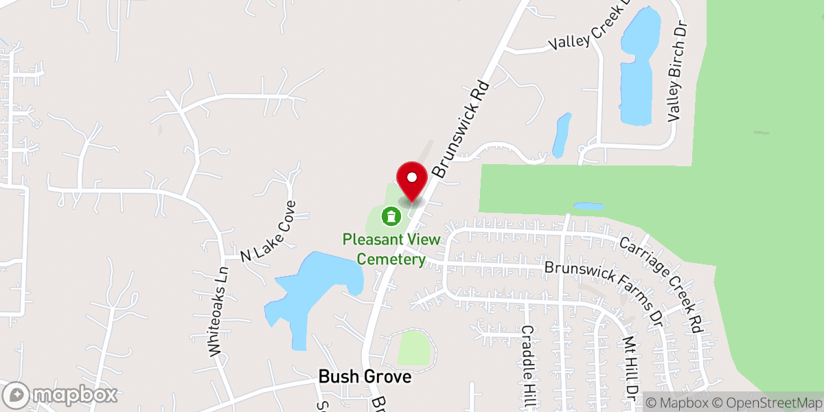 Map showing location of Brunswick Cumberland Presbyterian Church