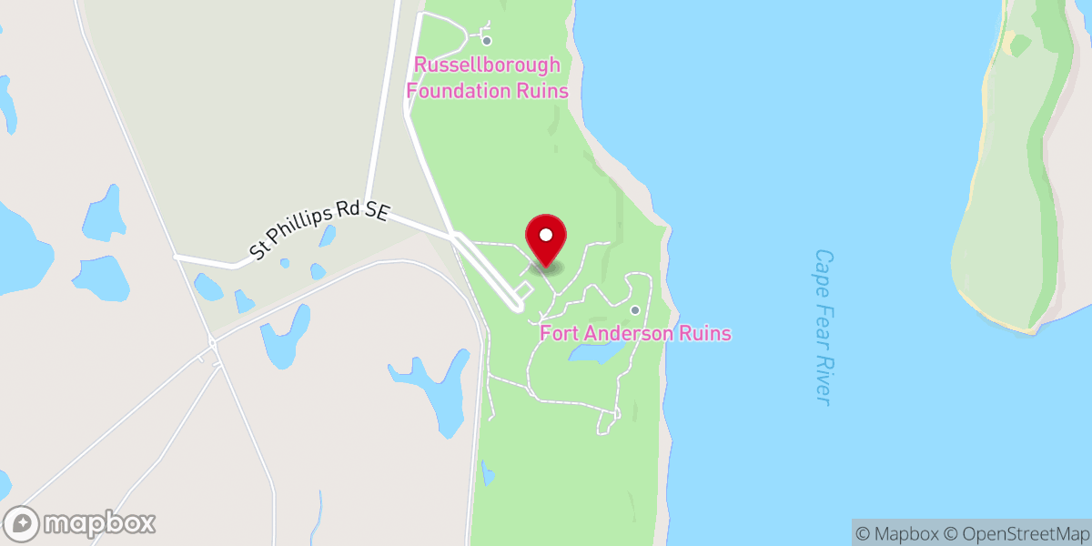 Map showing location of Brunswick Town/Fort Anderson State Historic Site