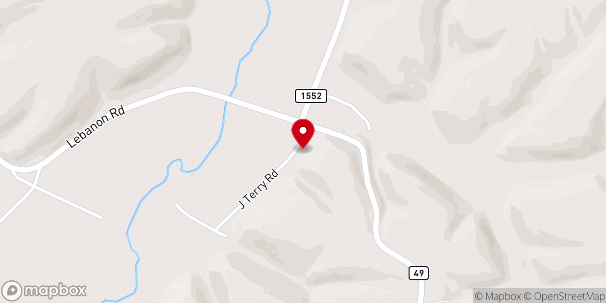 Map showing location of Brush Creek Pentecostal Church